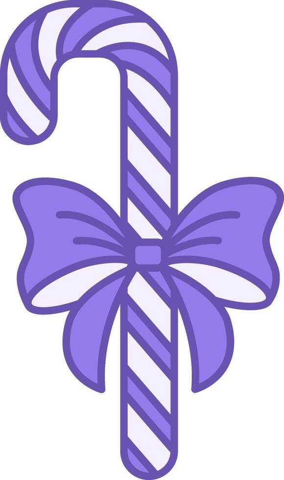 Colored Candy Cane Icon. Sweet Candy with Bow. Christmas and Holiday Concept vector