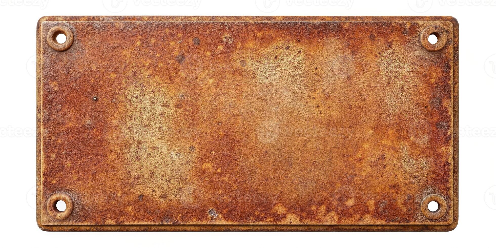 Square empty rusty metal plaque signboard isolated on white background panoramic, white background,rusty metal, plaque, signboard photo