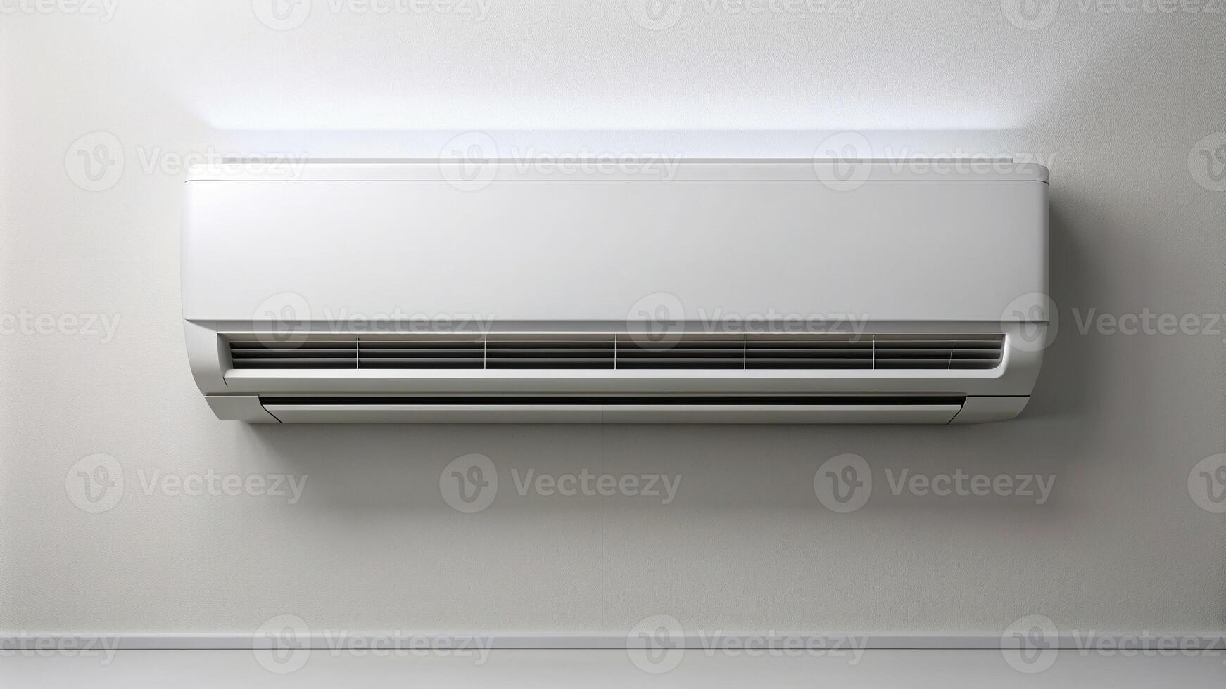 modern technology, white color, sleek design, aerial,empty, inverter, An empty wall mounted white color inverter air conditioner with sleek design and modern technology photo