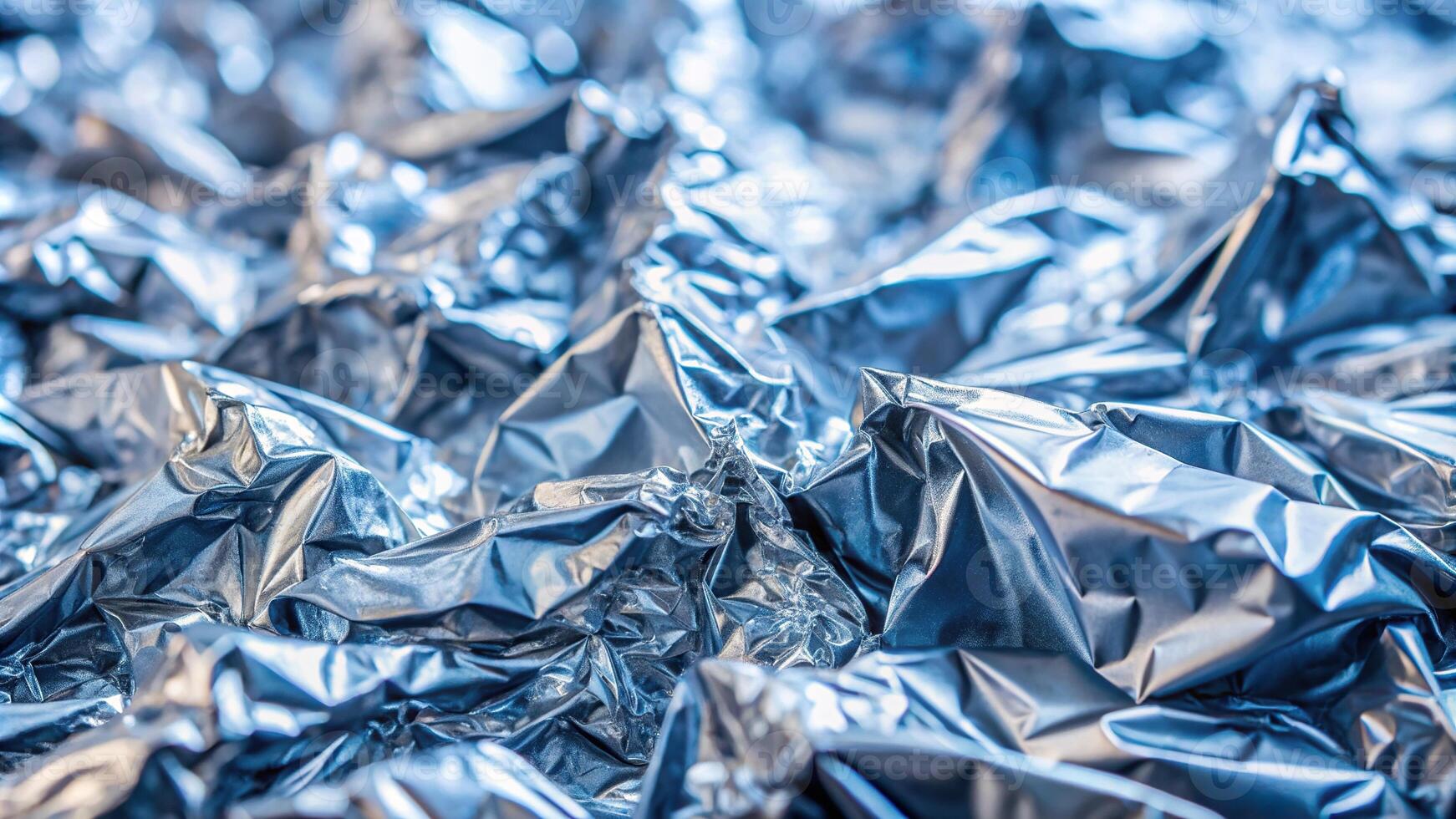 A close up shot of crumpled silver aluminum foil with a shiny and reflective surface resembling a textured metal paper perfect for gift wrapping or adding a glitter effect to a creative project photo