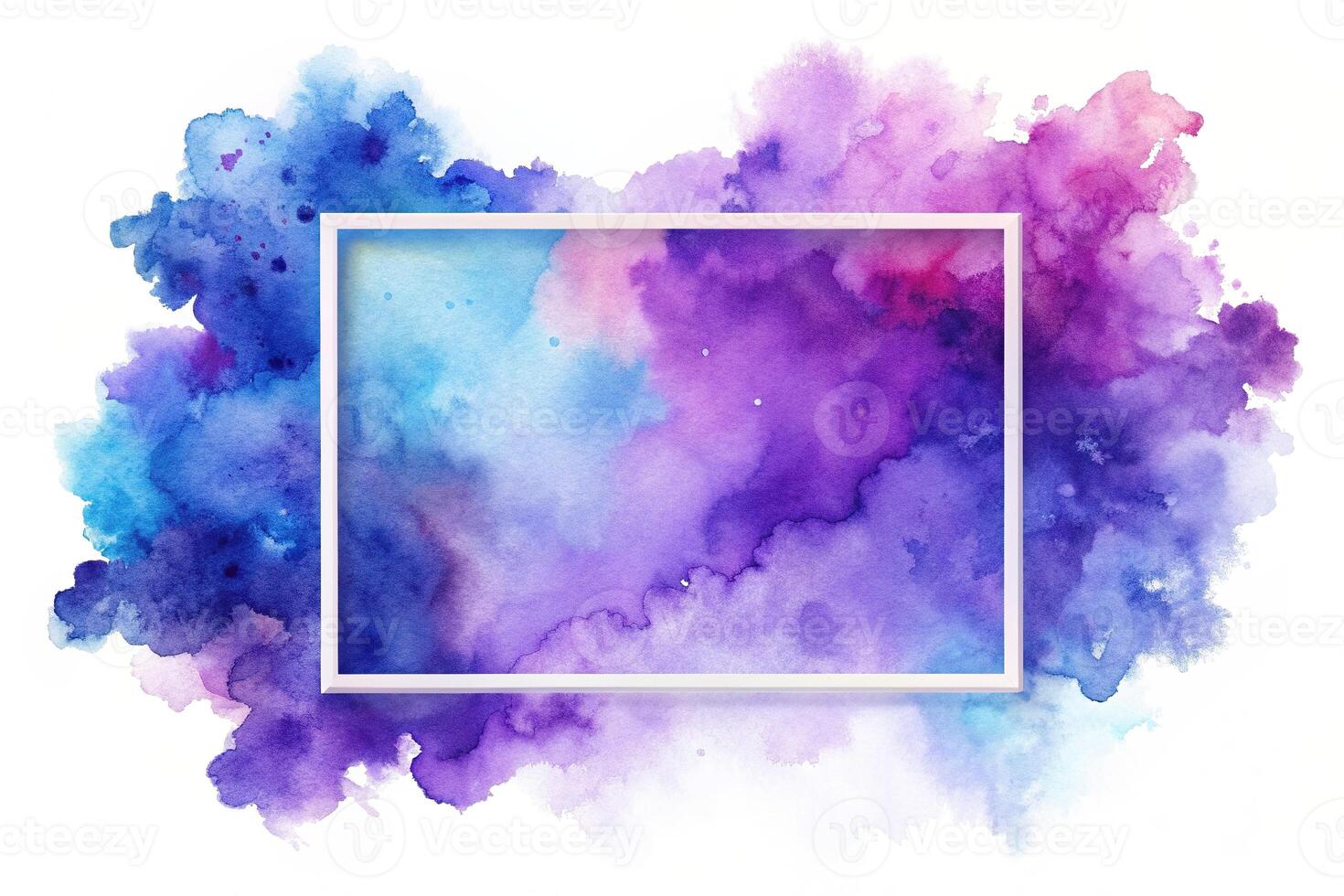 decoration, liquid, frame, white background, elegance, background,abstract, artistic, stylish, purple, Abstract purple blue watercolor on white background with a stylish framing photo