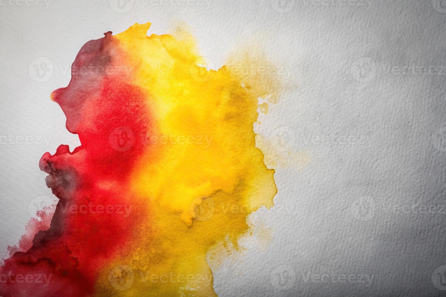 Abstract yellow and red watercolor painting in the shape of a silhouette against a white and gray background, white background, painting, silhouette, red, watercolor, yellow photo
