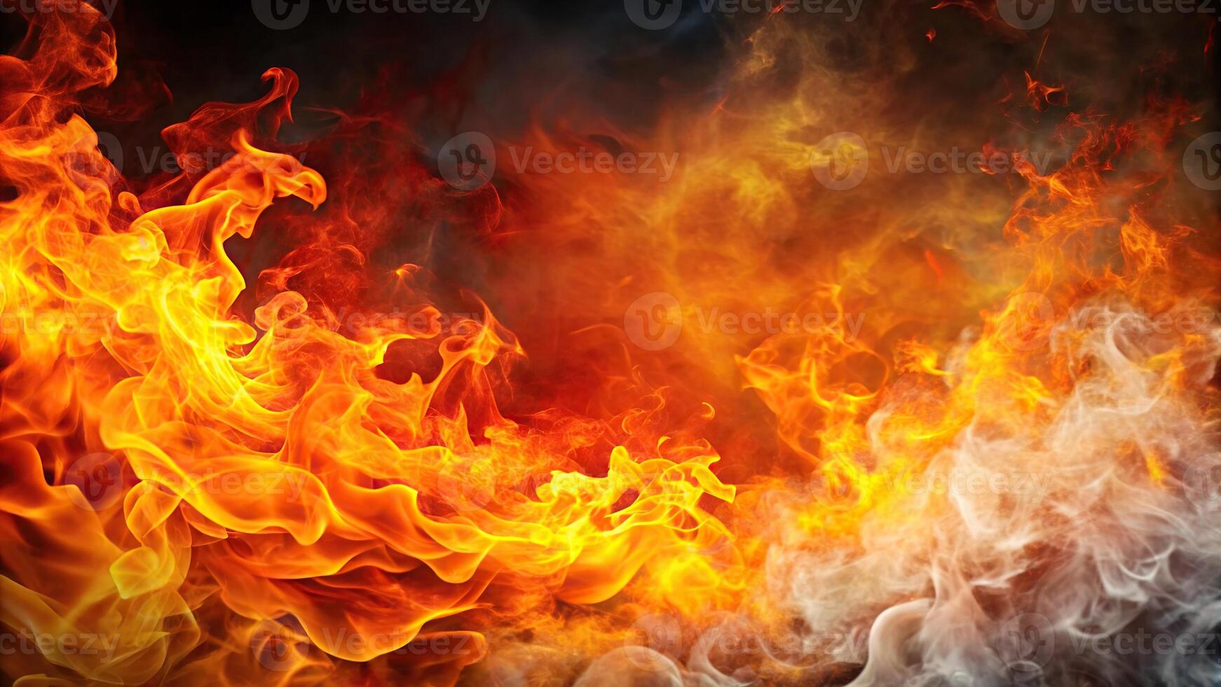 flames, smoke, billowing, fire, intense, background, A dynamic fiery background with billowing smoke and intense flames photo
