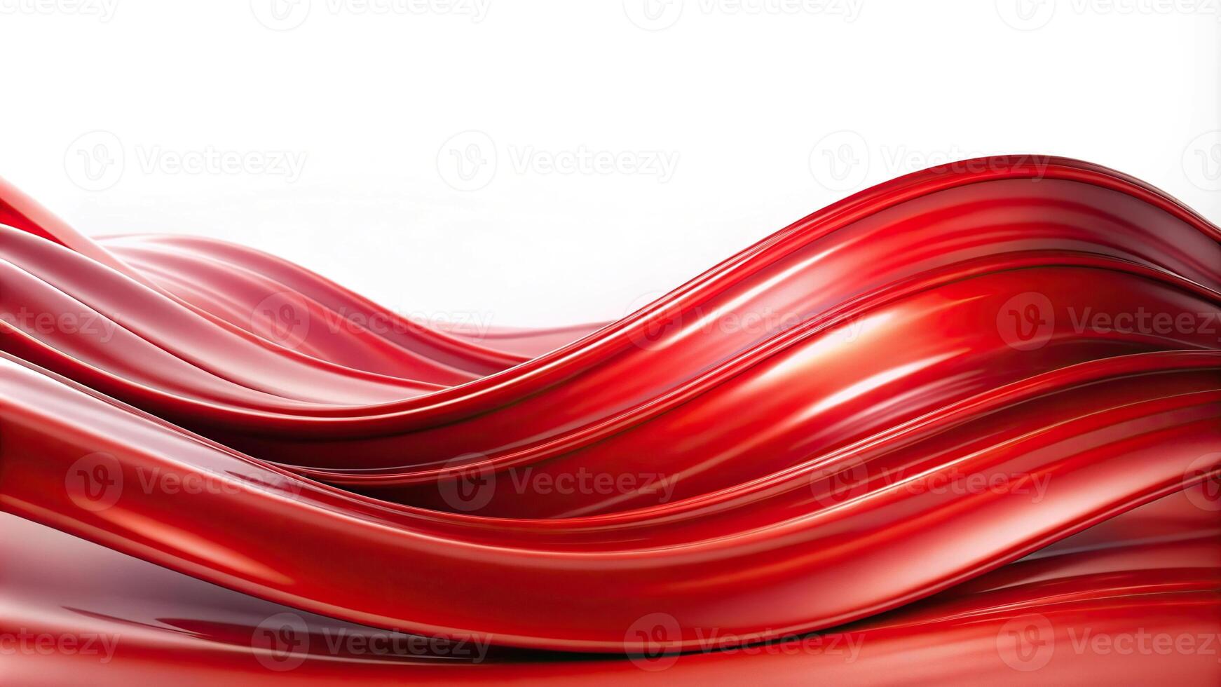 Abstract red waves on white background photo
