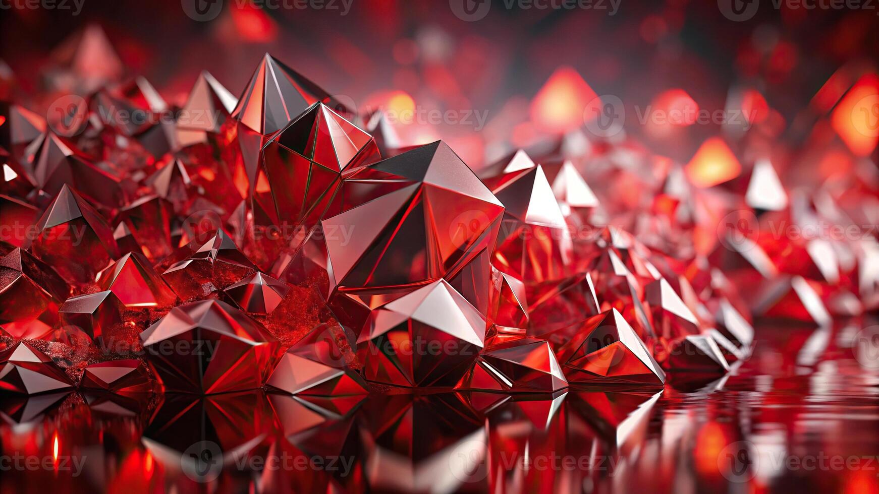 Abstract red crystal background reflecting light, perfect for graphic design projects photo