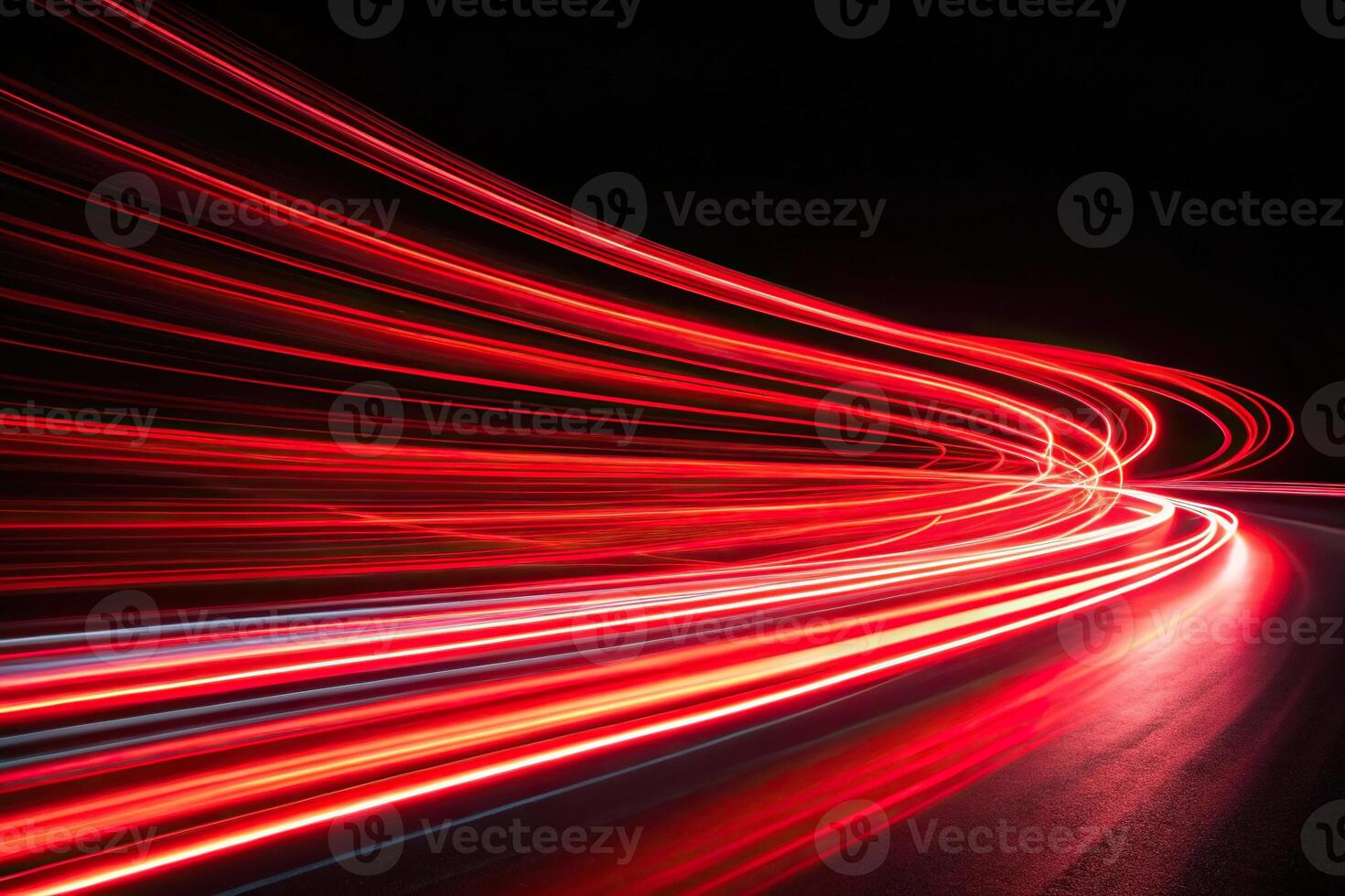 Abstract red light trails in the dark background Low Angle photo