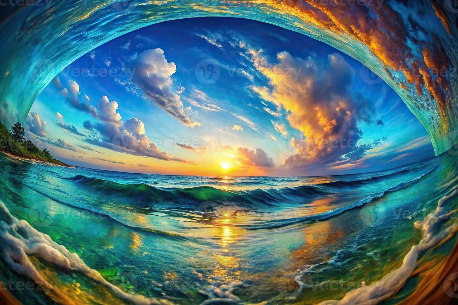 Abstract sea with colorful textures and oil paint photo