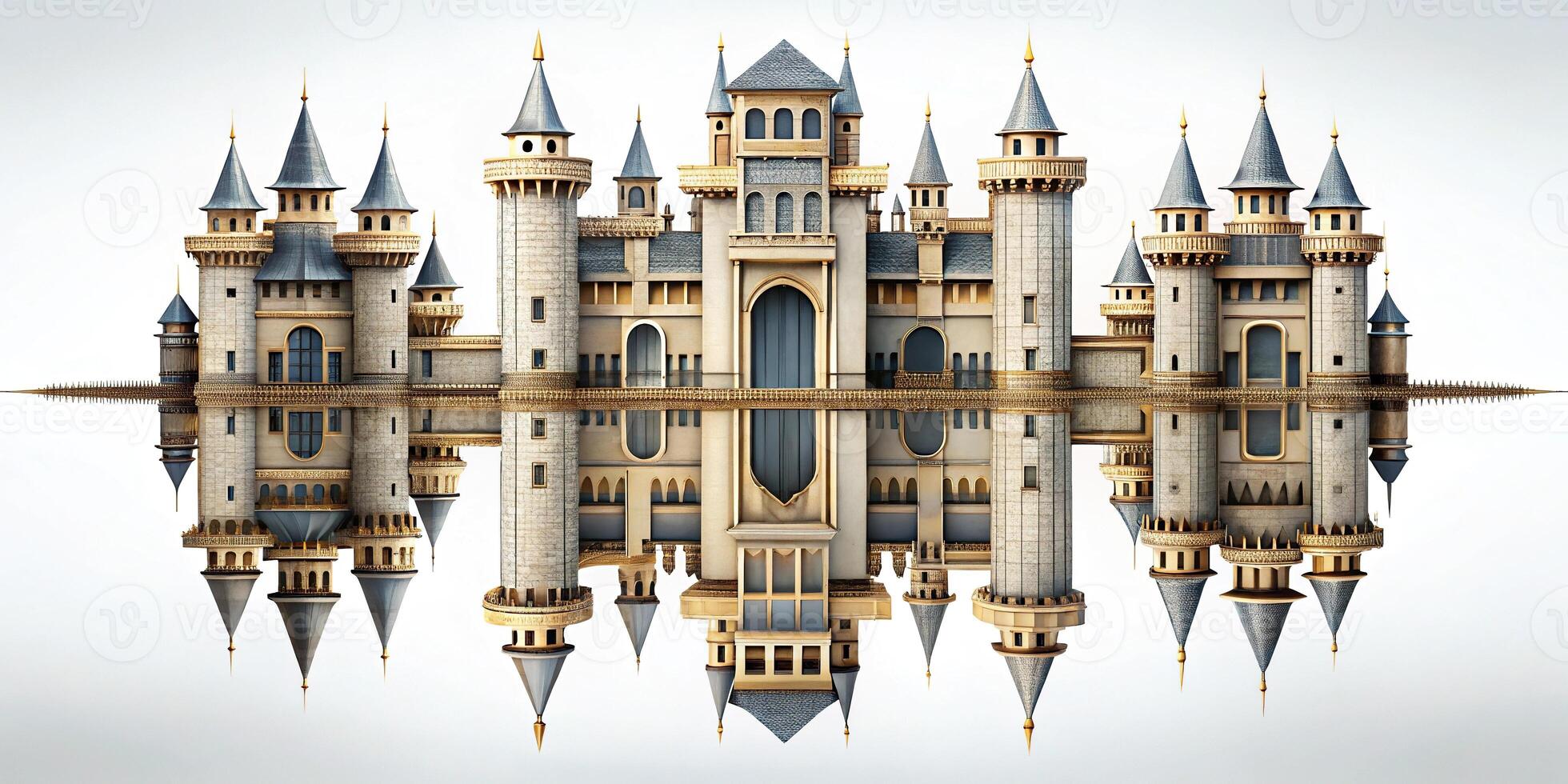 Abstract representation of a castle using geometric symmetrical shapes photo