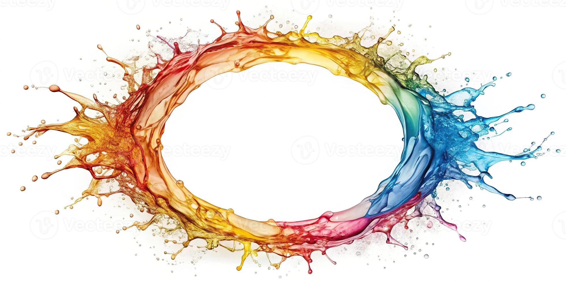Abstract symmetrical ink circle splash isolated on white background photo