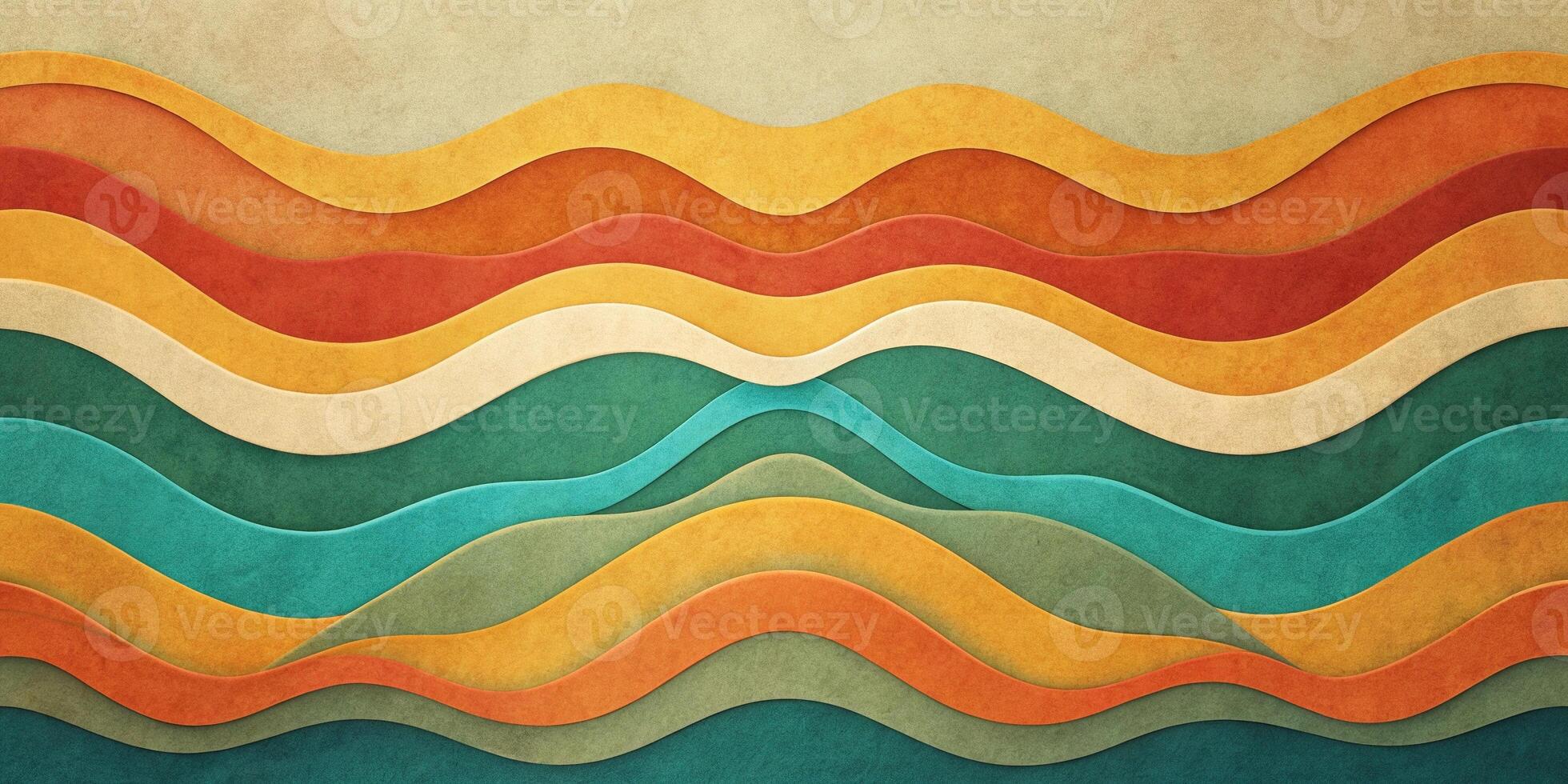 abstract retro background with wavy shapes and vintage paper texture photo
