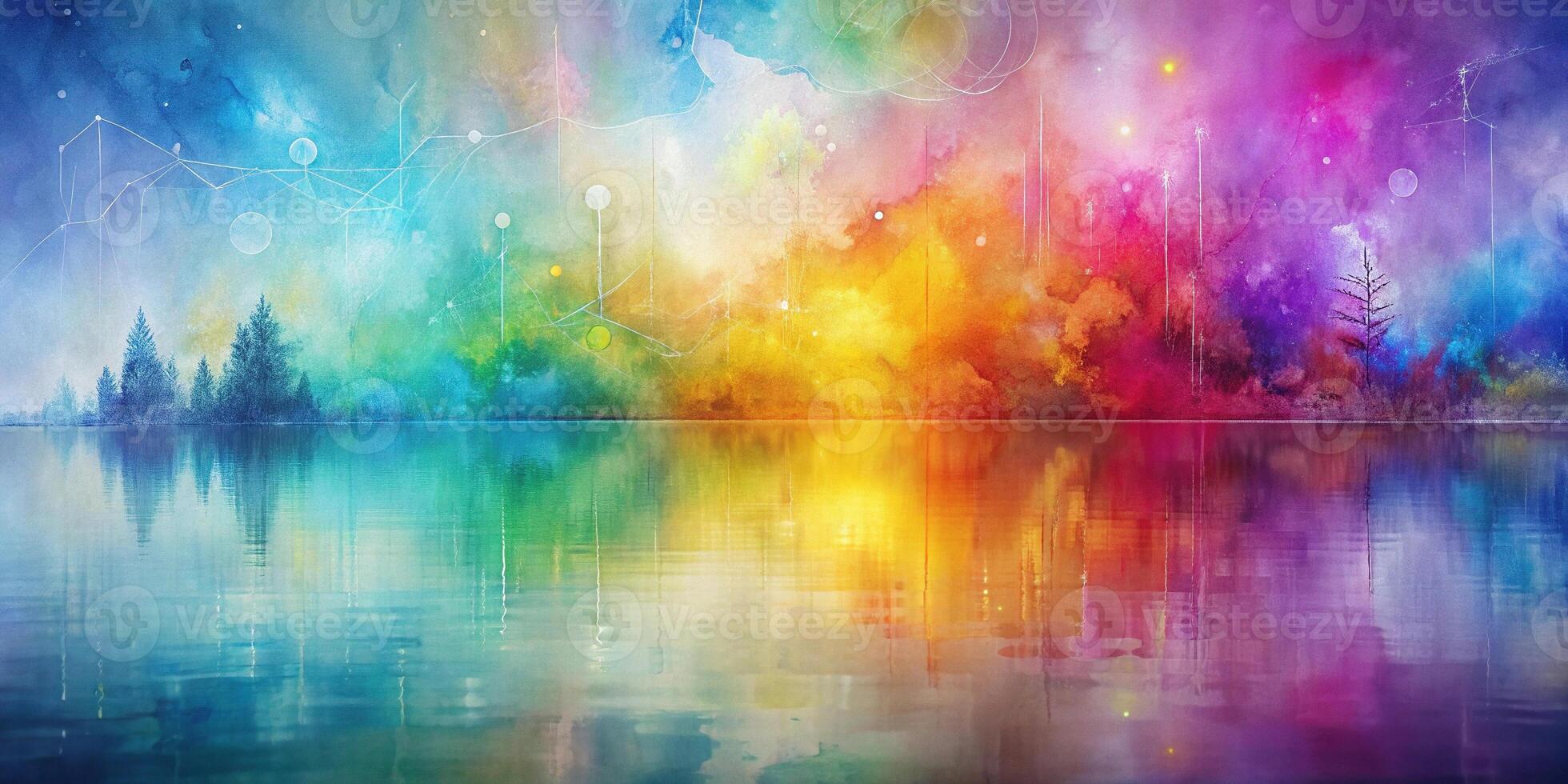 abstract watercolor background with formulas reflected photo
