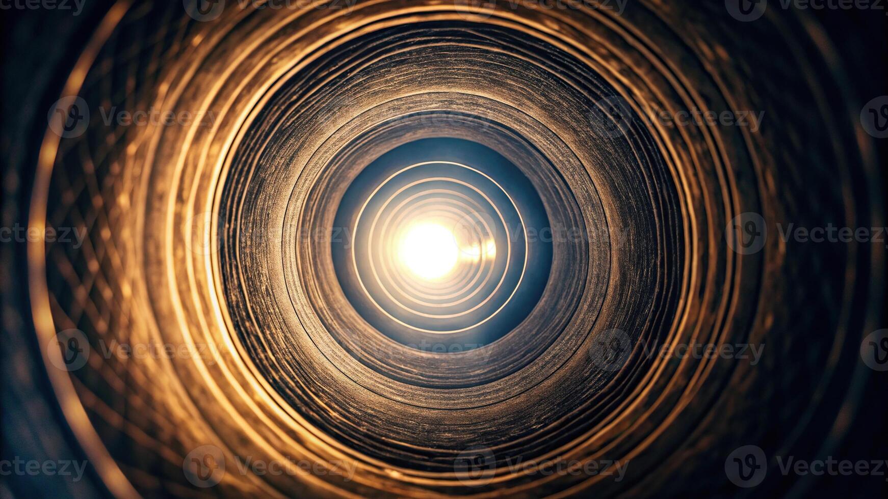 Abstract scene with glowing light in darkness photo