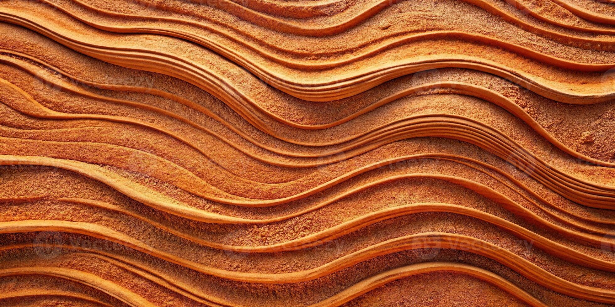 Abstract terracotta clay surface with erosion curves and waves photo