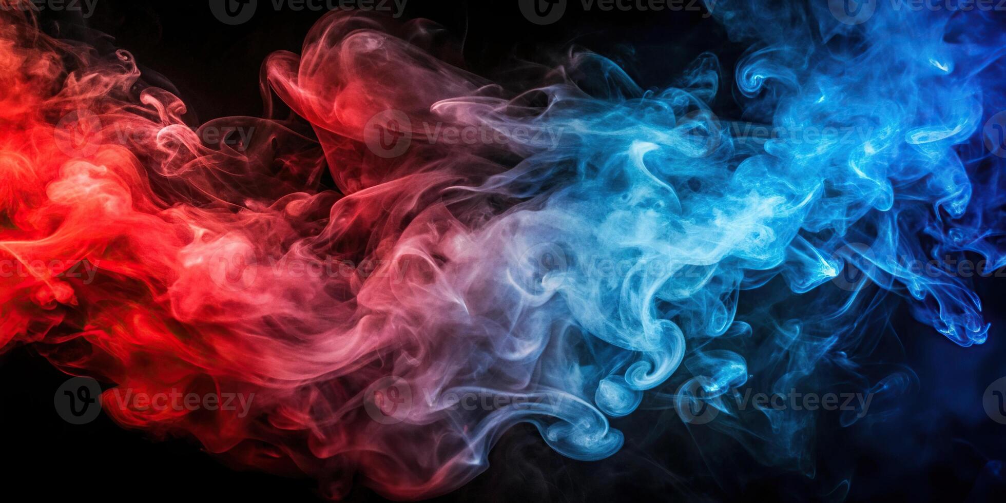 Abstract texture of backlit smoke in red and blue on a black background photo