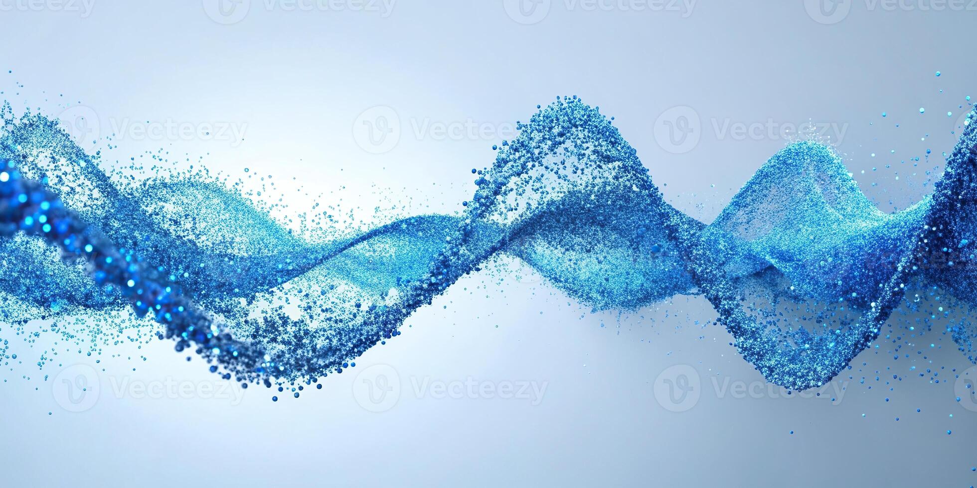 particle, abstract, sound, waving,blue, depth of field, Abstract blue waving stream of sound particle on white background with a depth of field photo