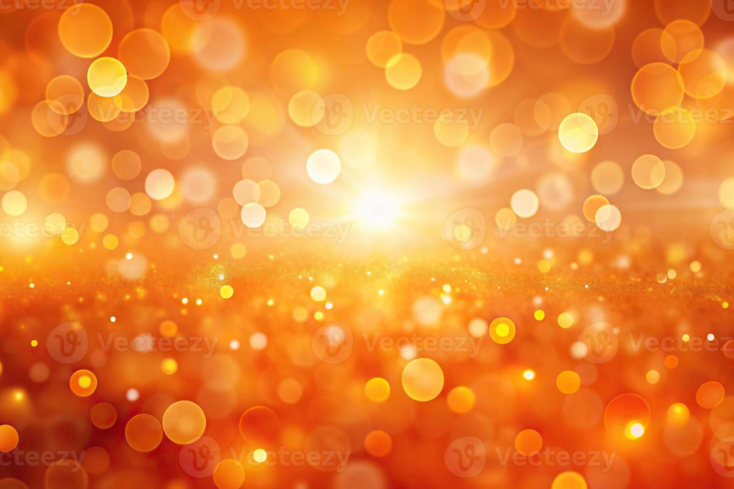 abstract orange background with bokeh lights and sunlight panoramic background with copy space photo