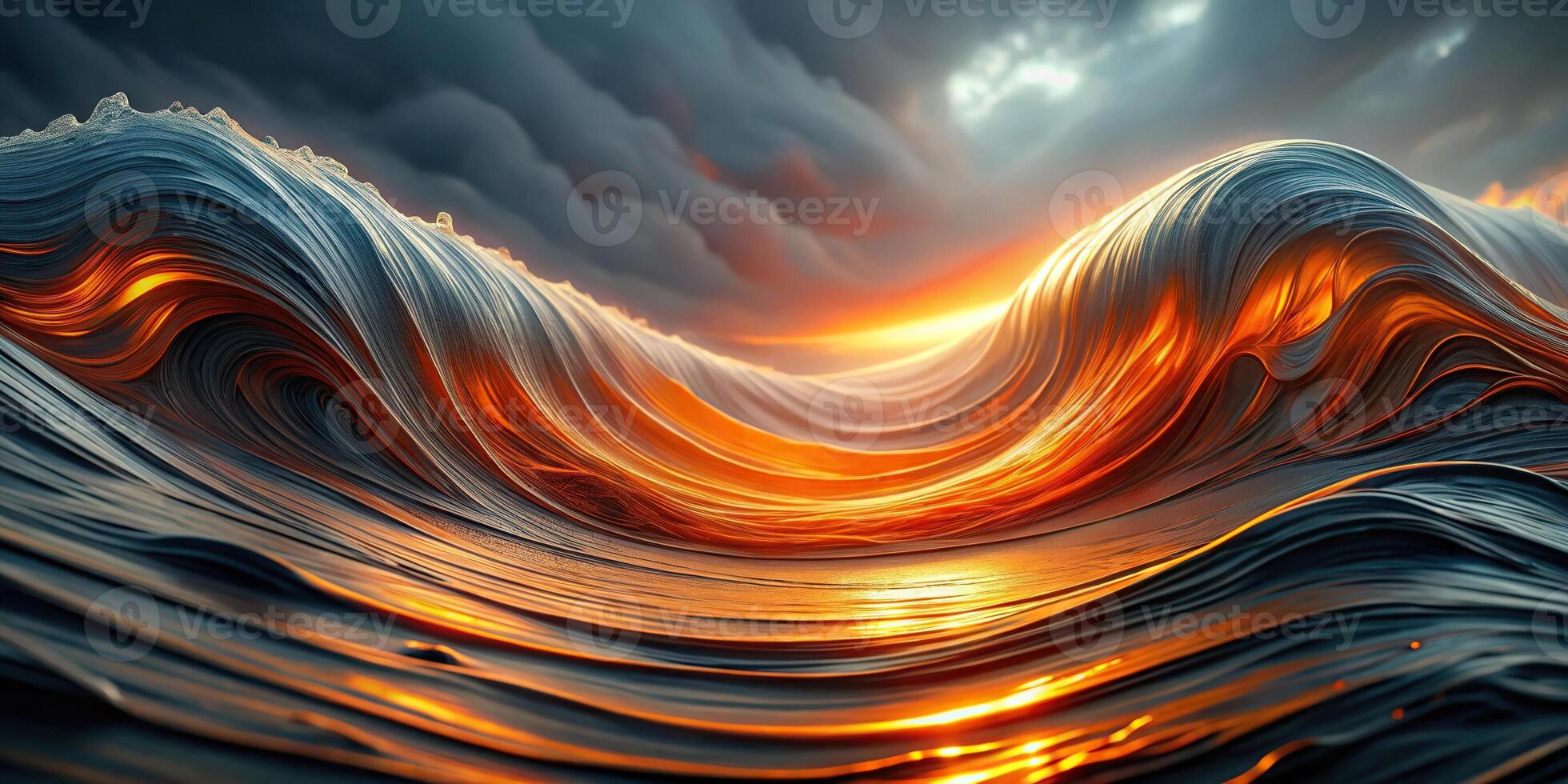 Abstract orange and gray wave design from worm's eye view photo