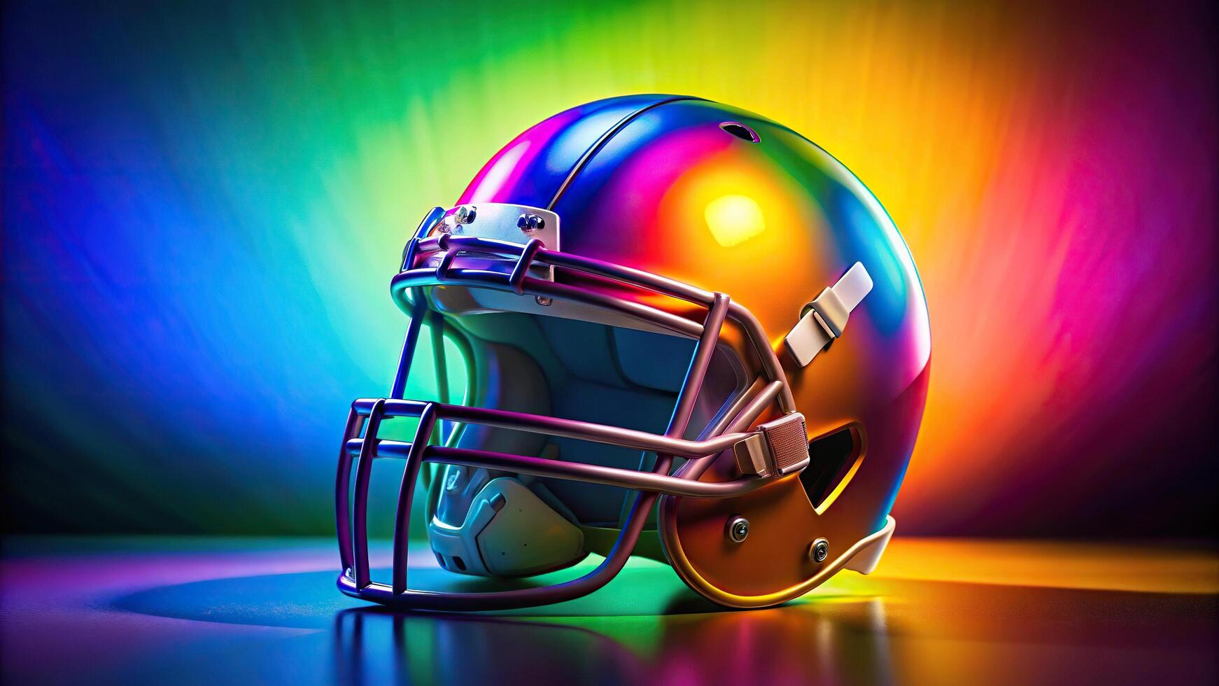 abstract rainbow football helmet with shallow depth of field photo