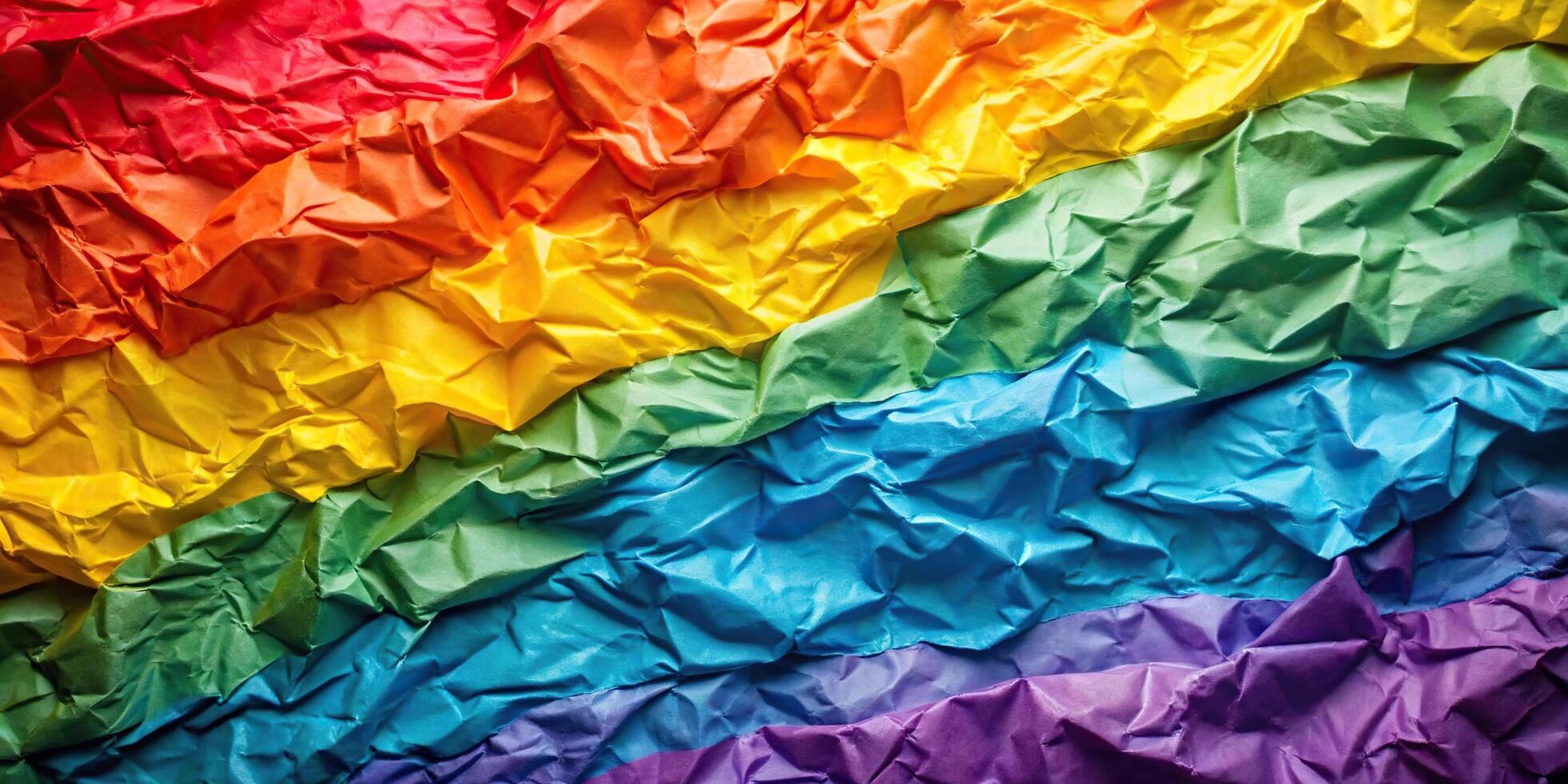 Abstract rainbow crumpled paper texture background photo