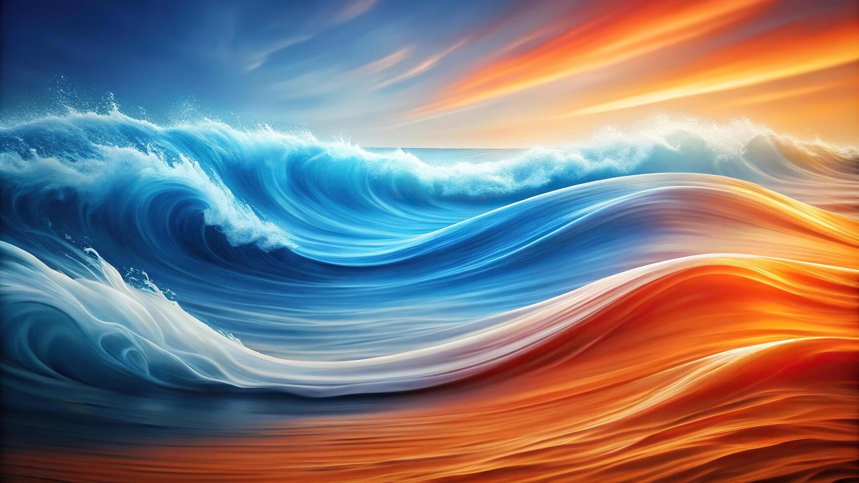 Abstract orange white blue background waves photo