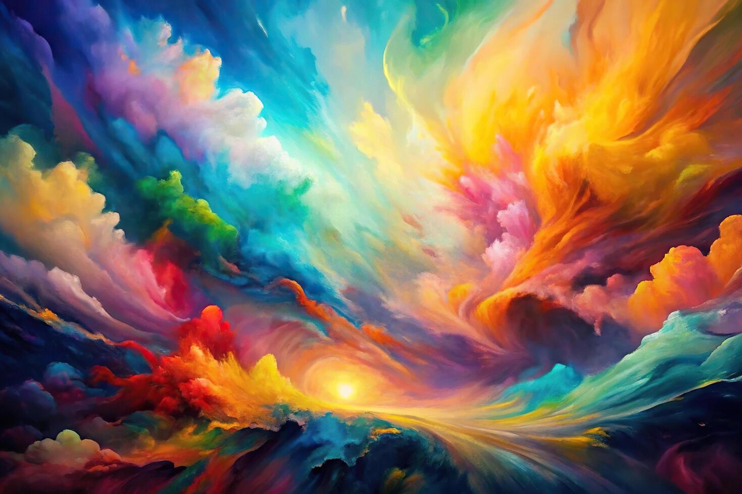 Abstract painting with blend of colors and shapes photo