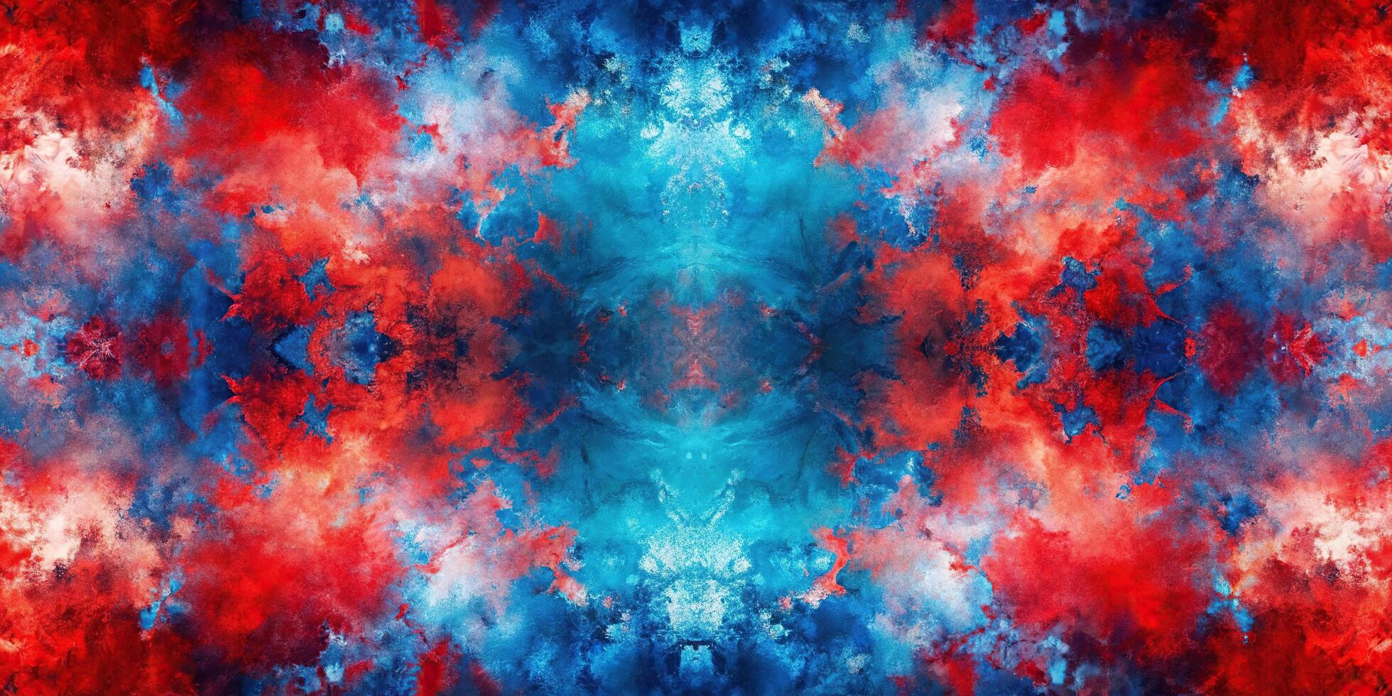 Abstract painting in red and blue colors with a symmetrical design photo