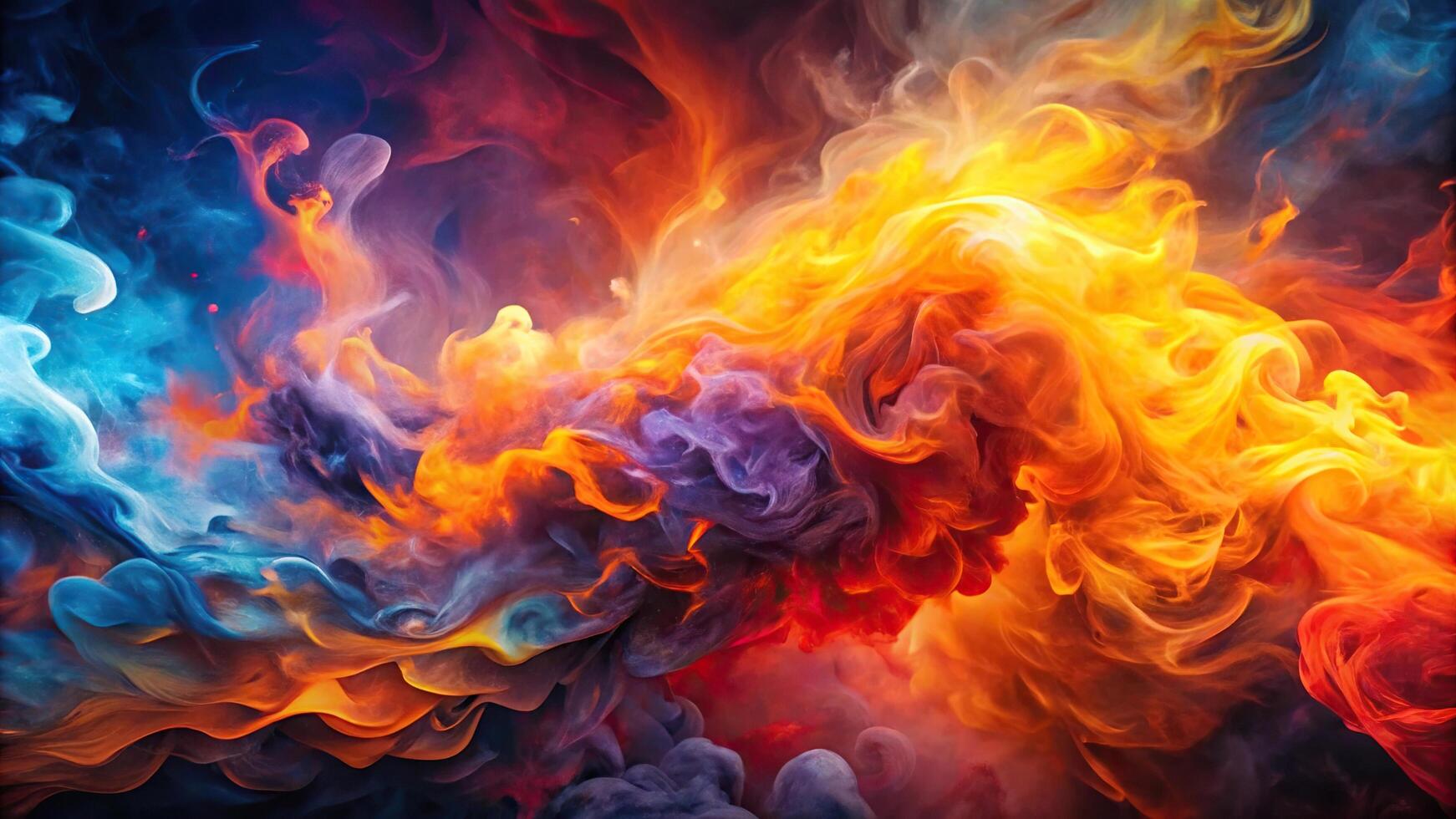 Abstract painting of flames and smoke in extreme close-up photo