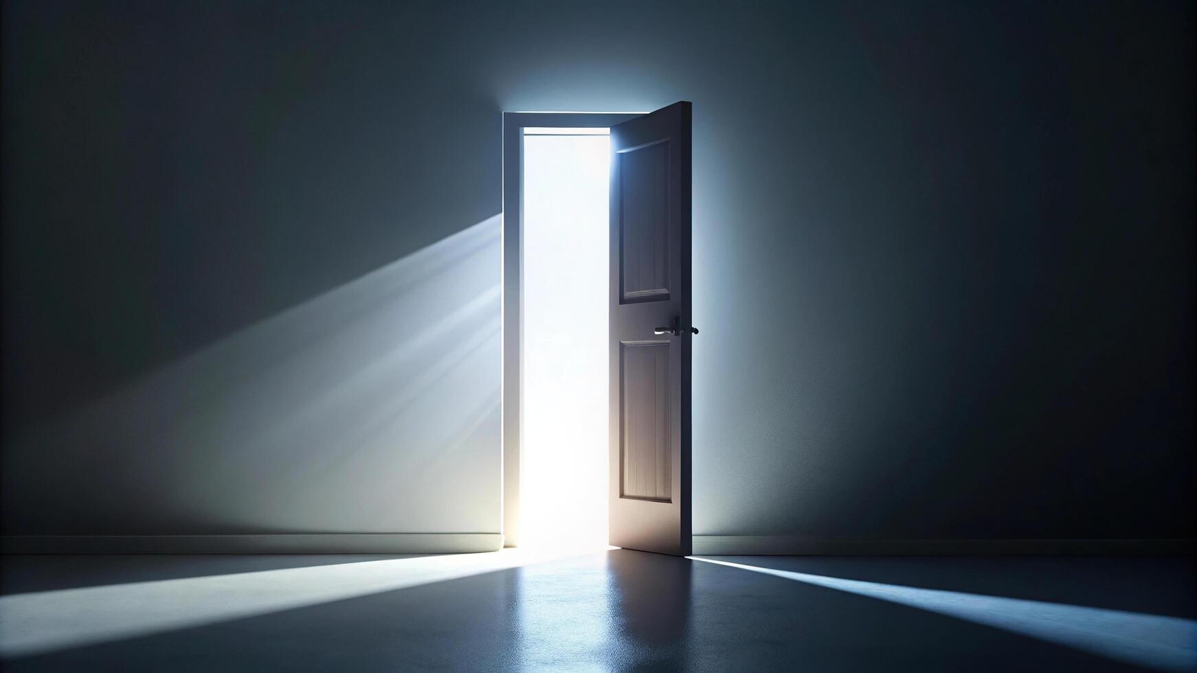 Abstract photo of light entering a dark room through a slightly open door