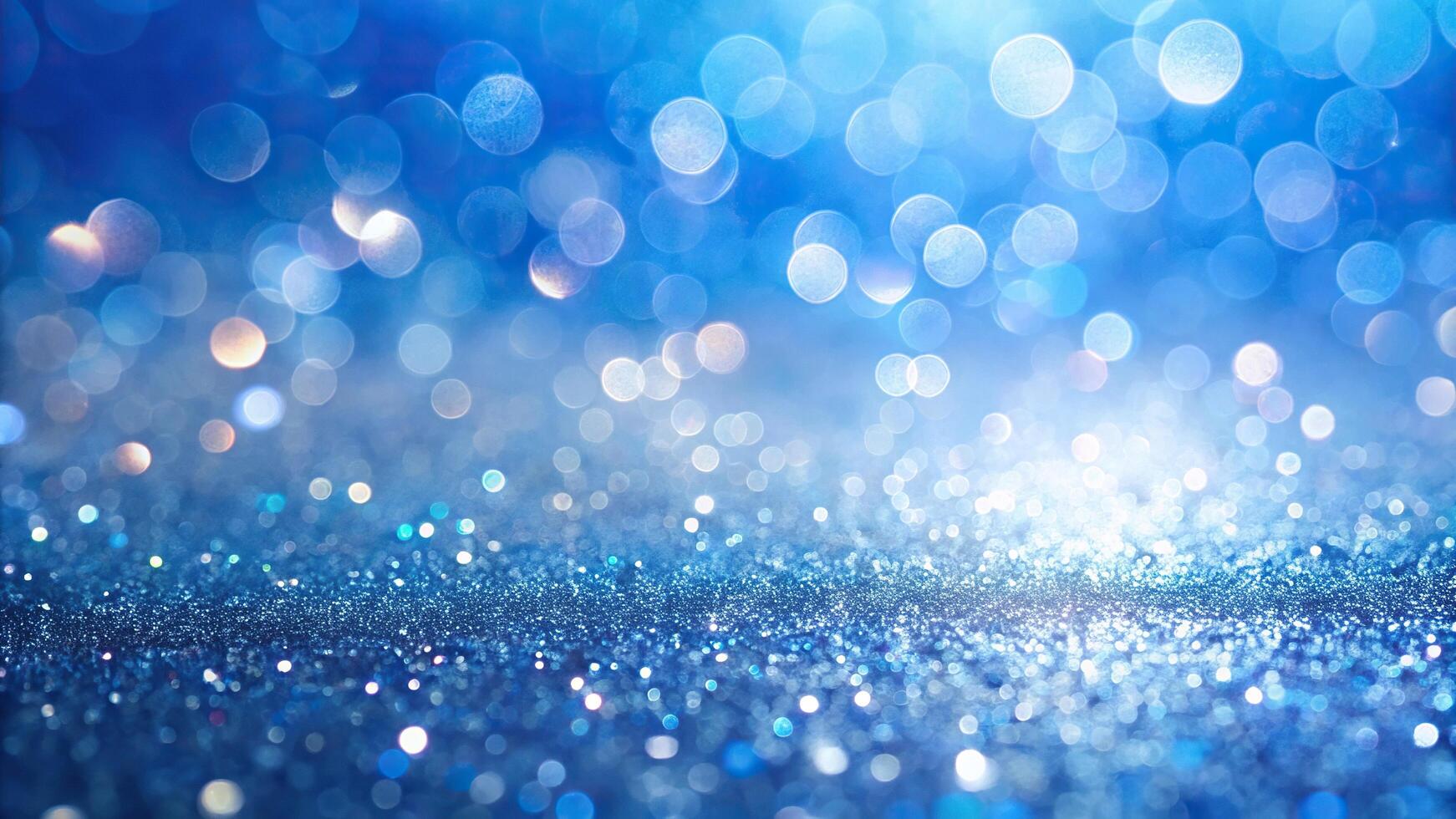 Abstract painting with tilted angle, broad brushstrokes, and delicate light sparkles against a cobalt to sky blue gradient background photo