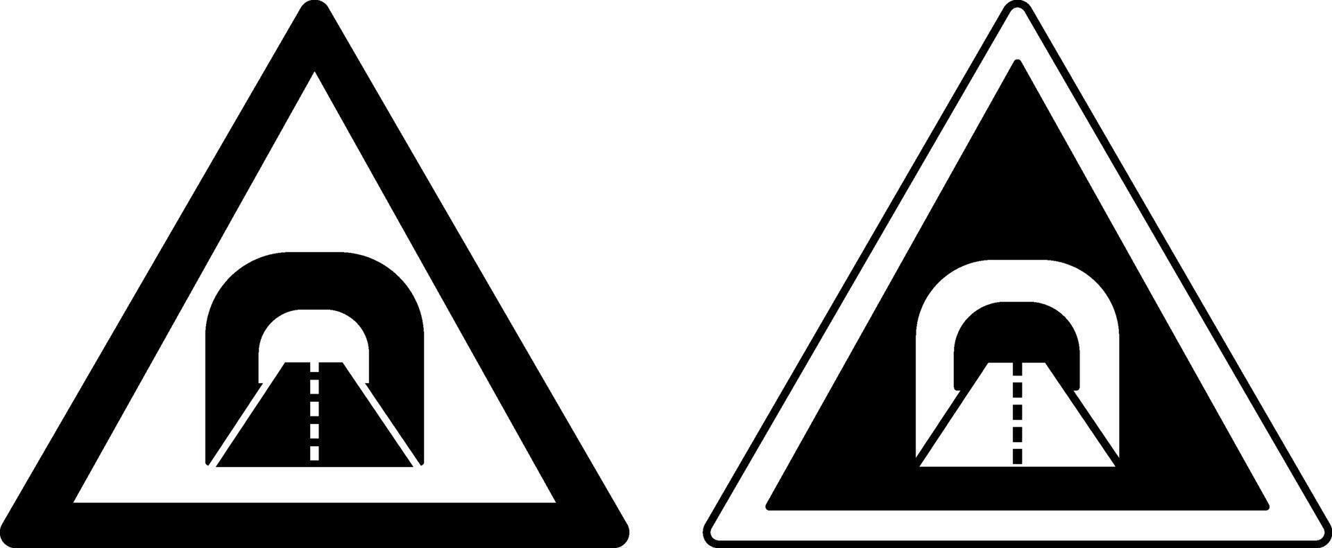 Tunnel Signs. Warning Road Signs. vector