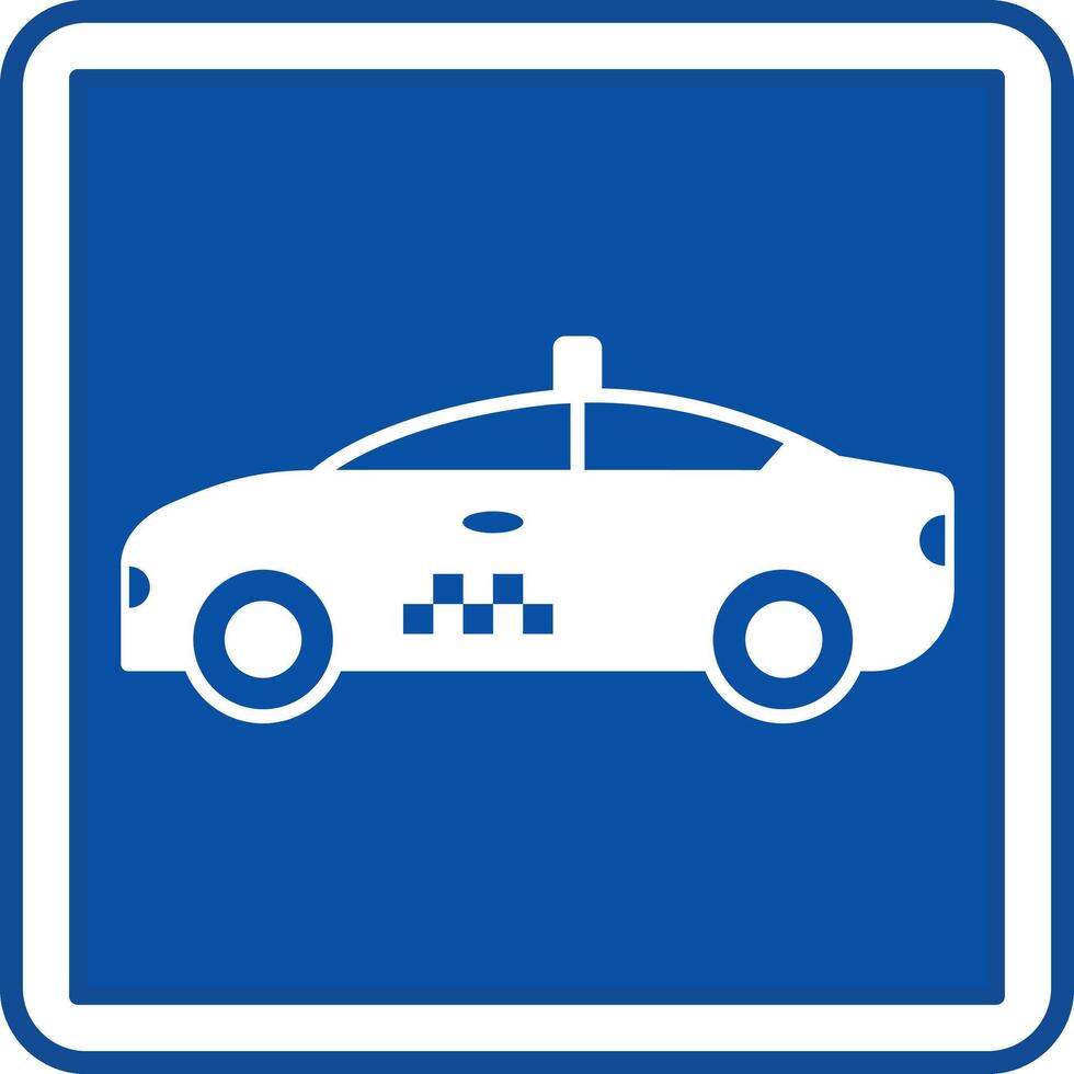 Blue Taxi Parking Sign. Square Road Sign vector