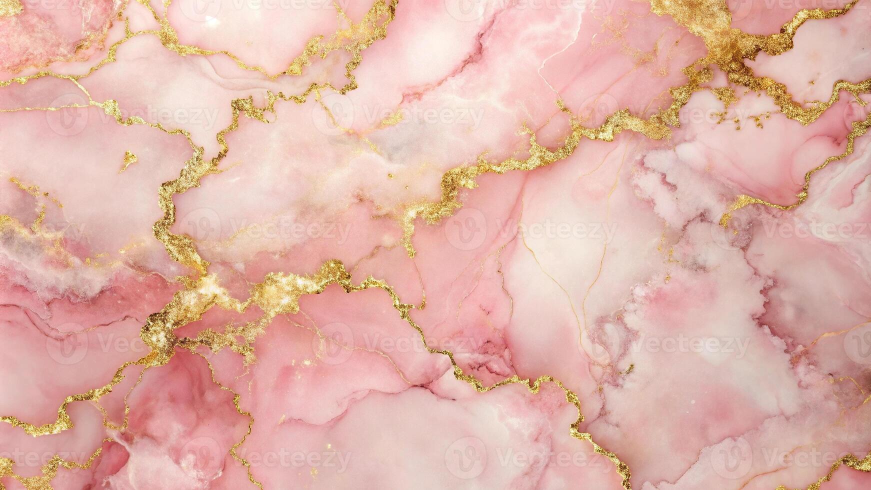 Abstract pink marble texture with gold splashes rose luxury background Close-Up photo