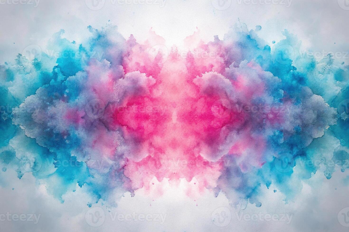 Abstract pink blue watercolor on white gray background photo