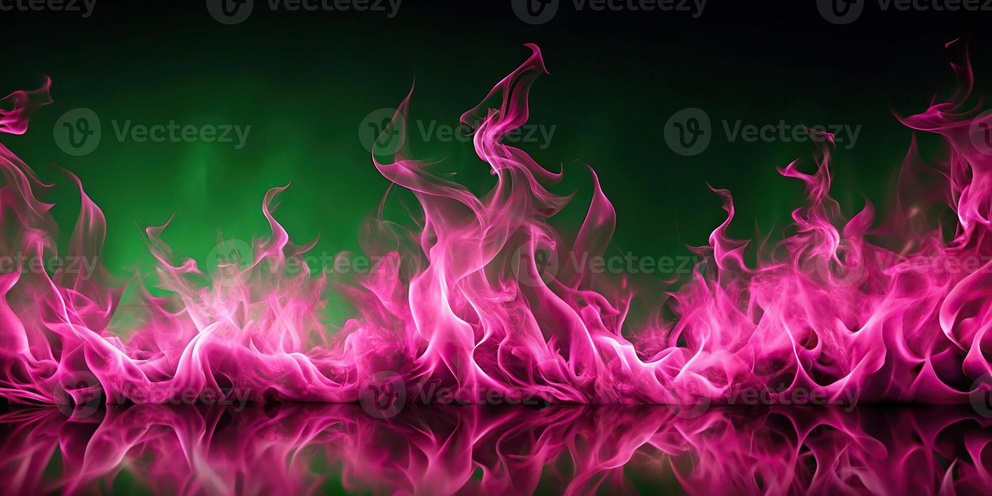 Abstract pink flames on a dark green background photo
