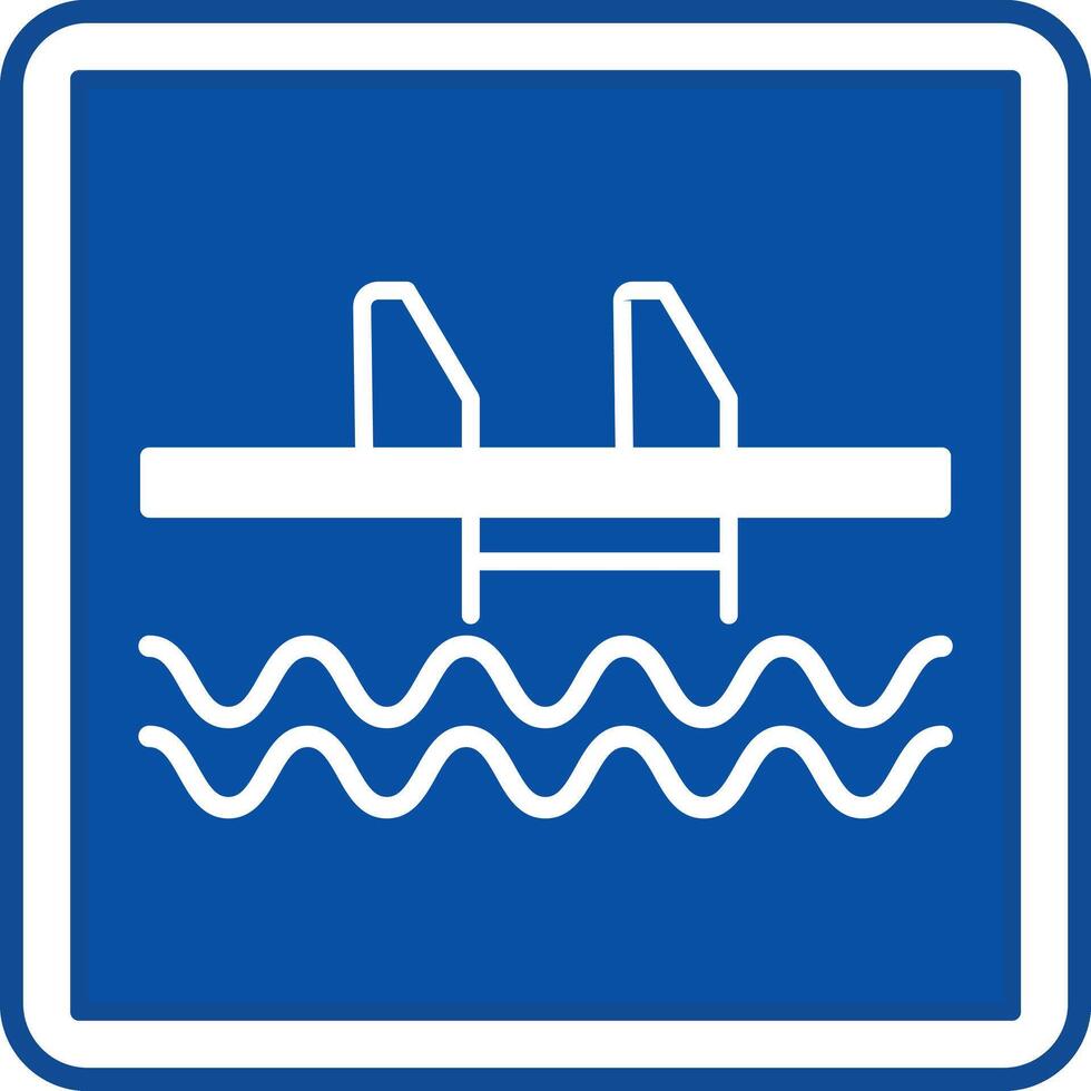 Blue Swimming Pool Sign. Square Road Sign. vector