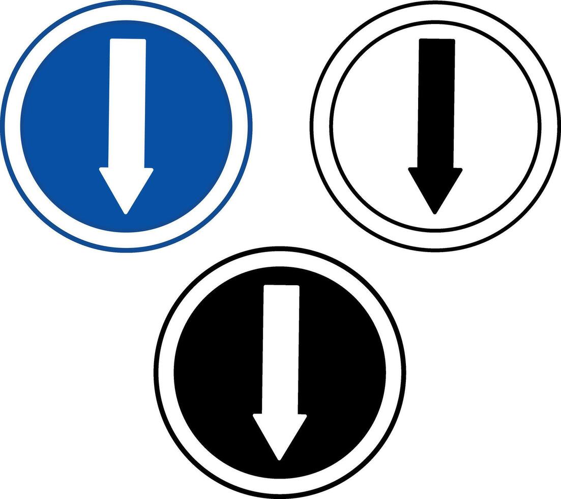 Reverse Signs. Blue Road Signs. Down Arrow. vector