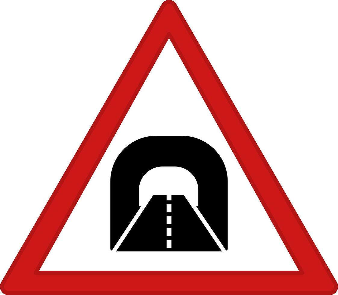 Red Tunnel Sign. Warning Road Sign. vector