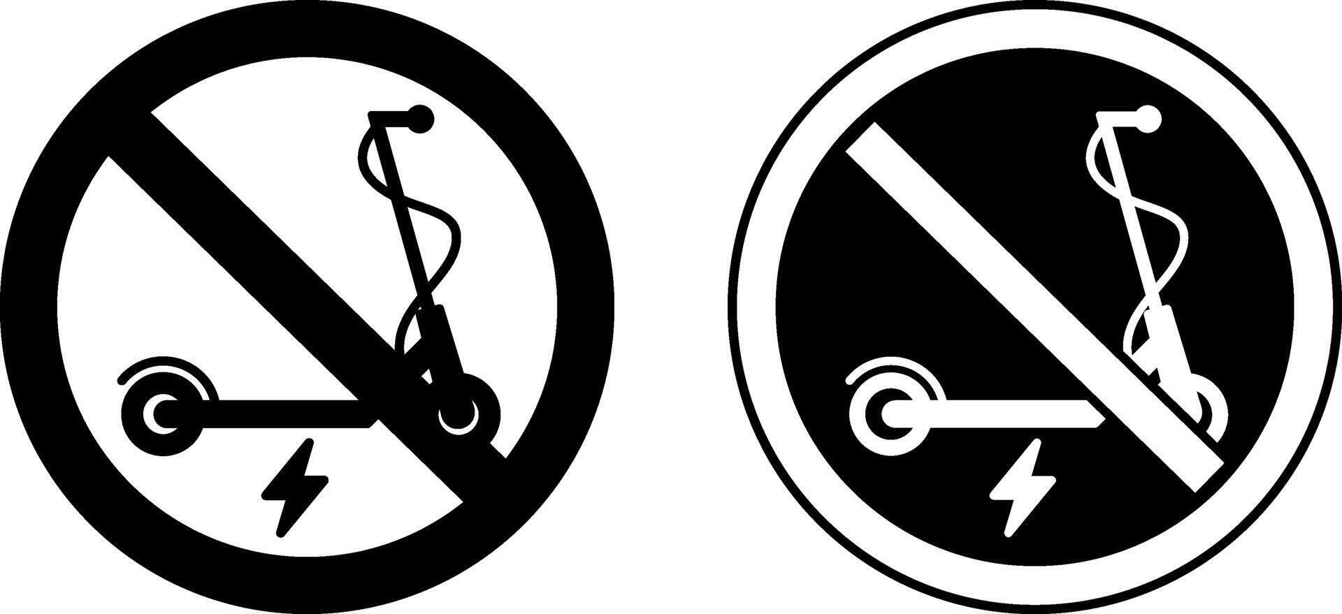 Electric Scooter Forbidden Signs. Round Prohibitory Road Sign. vector