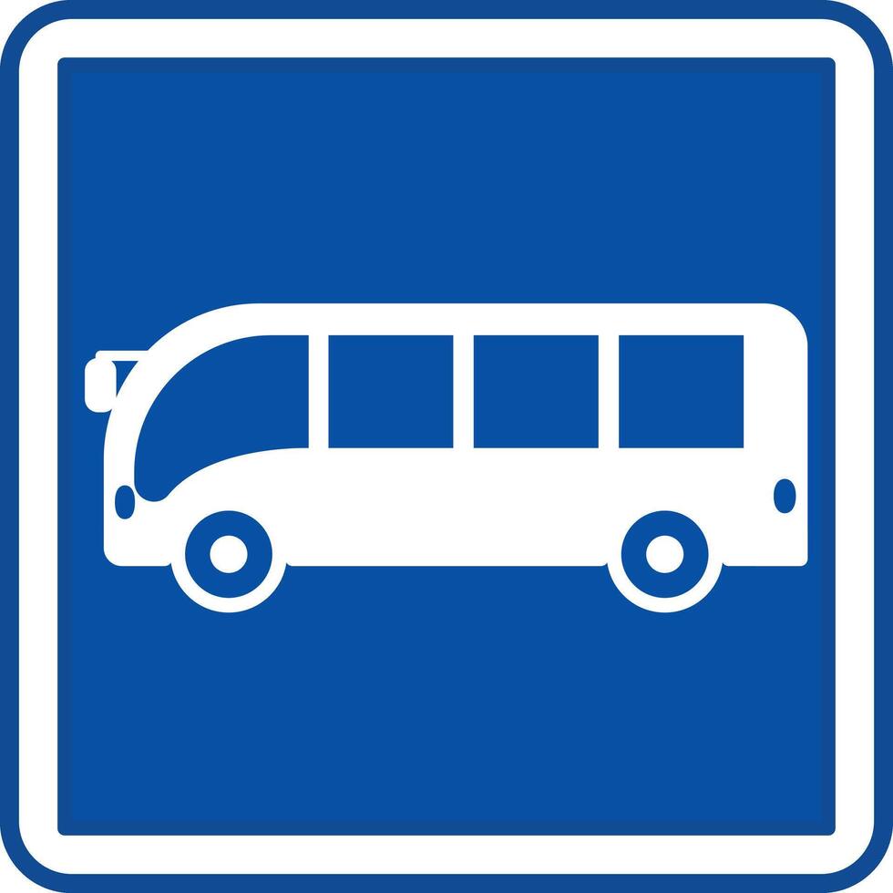 Blue Bus Stop Sign. Square Road Sign. Icons vector
