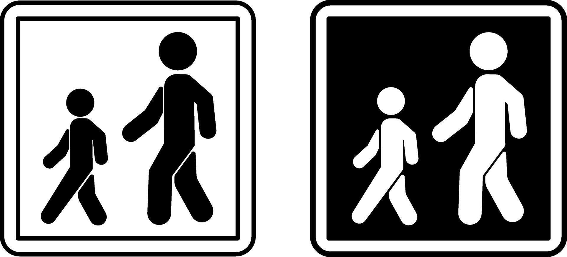 Signs Pedestrian Way. Square Road Signs. Adult Man Walking With Child. vector