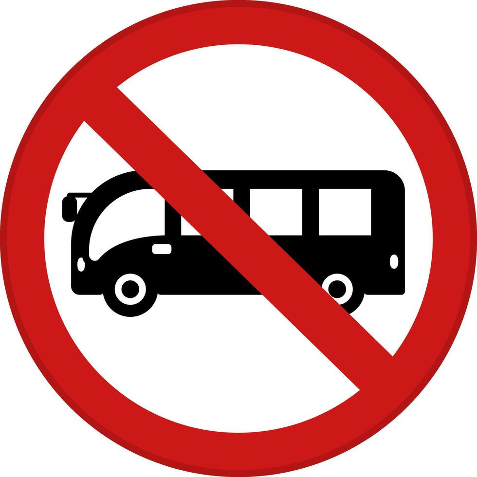 Red Sign No Entry for Bus. Warning Round Road Sign. vector