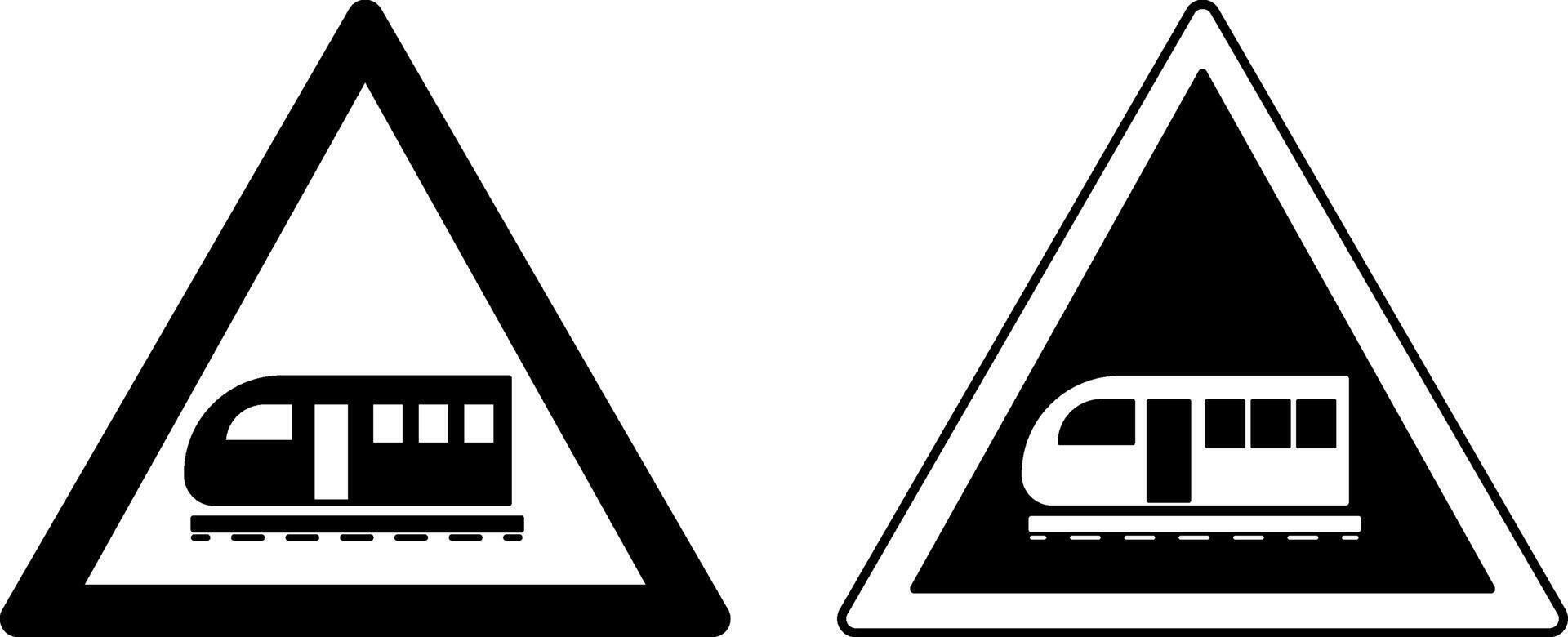 Signs Train. Warning Road Signs. Railway Station. vector