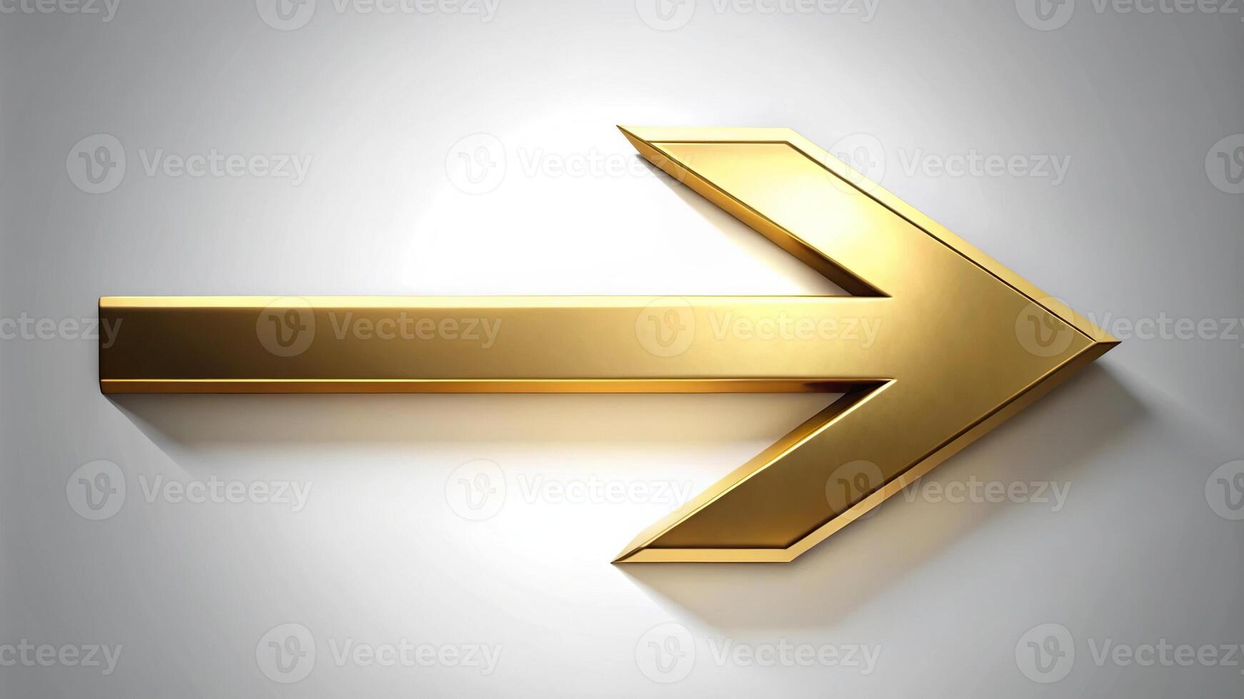 Abstract metallic gold arrow shadow pointed in geometric direction photo