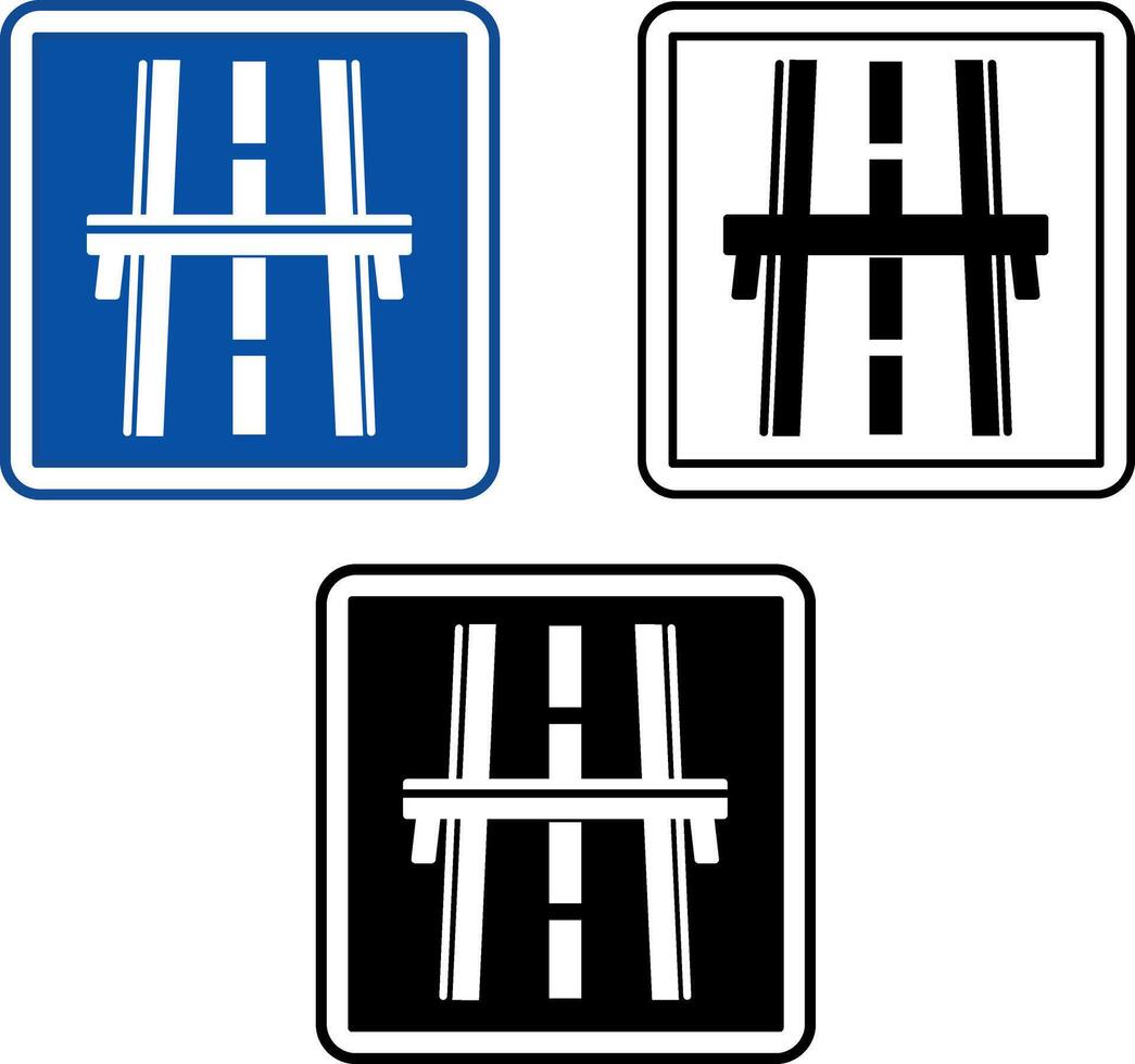 Signs Motorway. Blue Square Road Signs vector