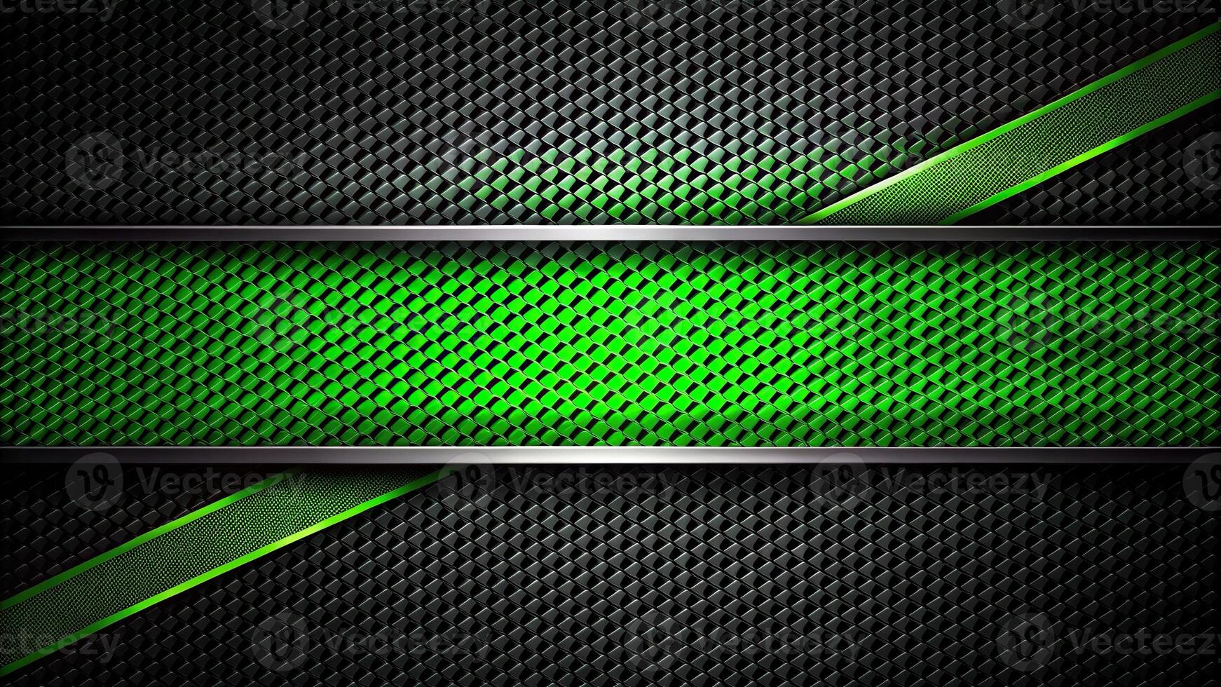 Abstract modern textured black and green carbon fiber photo