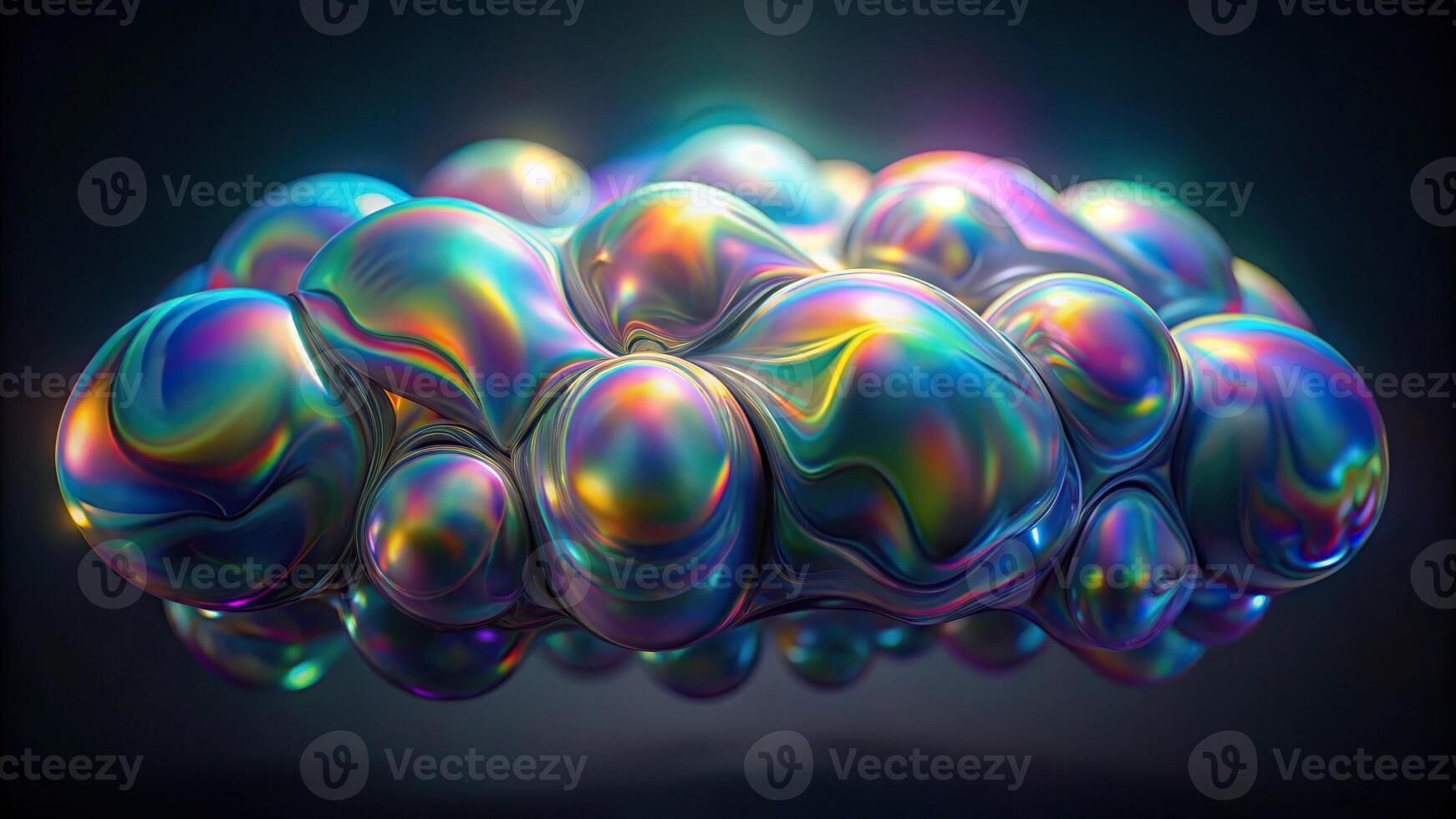 Abstract holographic gradient charcoal grey blobs on a white background photo
