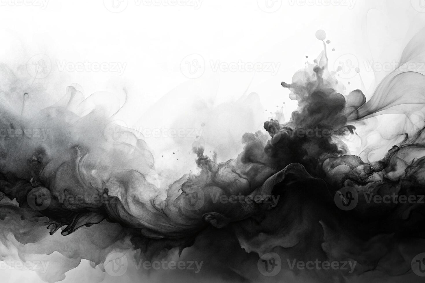 abstract ink painting on black and white background, low angle view photo