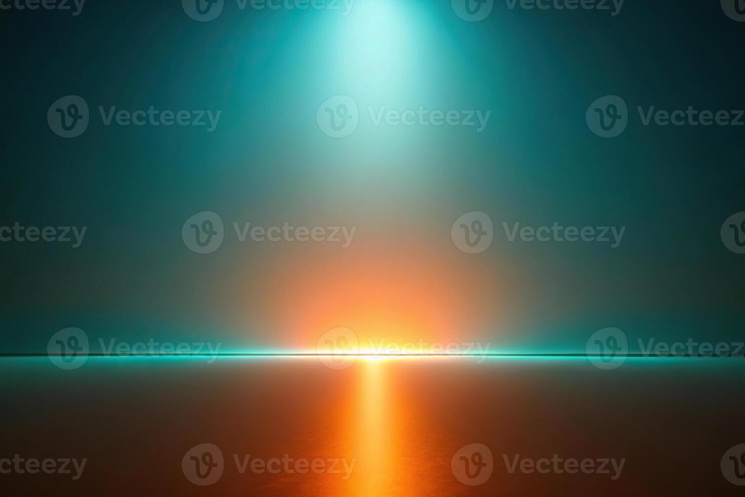 Abstract minimalist background with glowing orange and teal lights photo