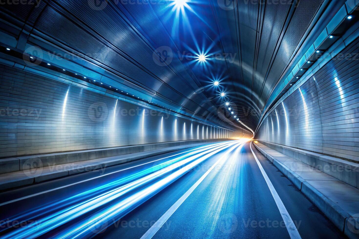 Abstract light trails in tunnel photo