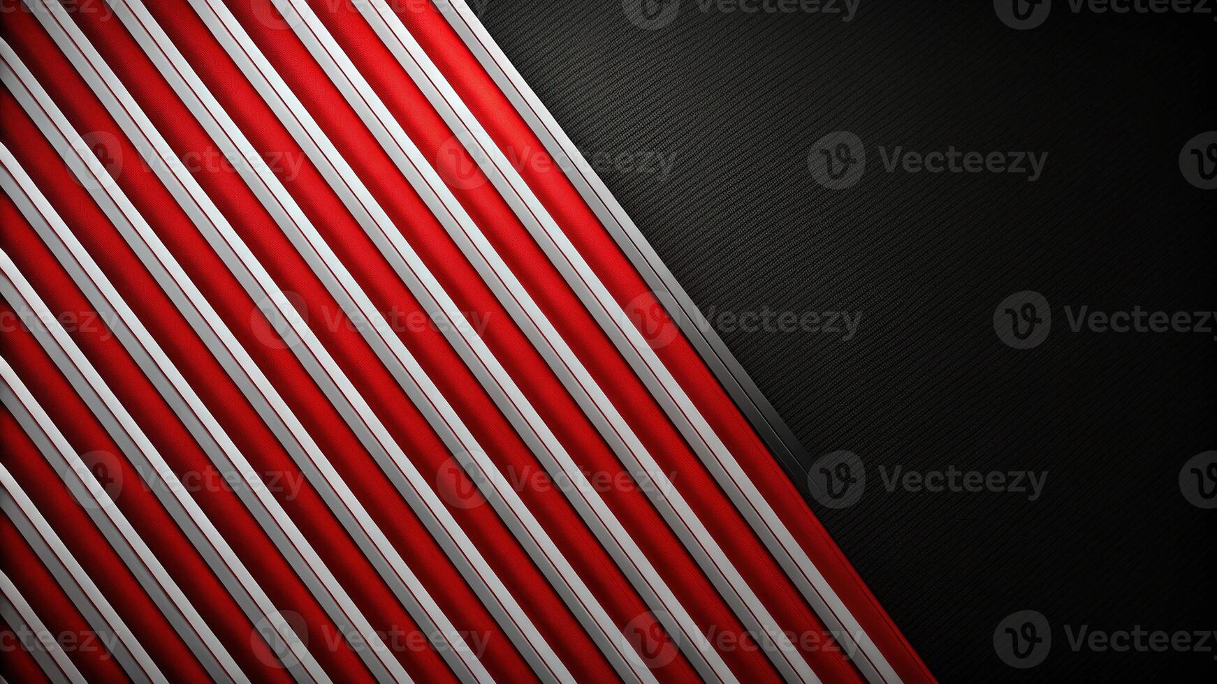 Abstract image with tilted angle black background featuring red and white vertical pin stripes photo